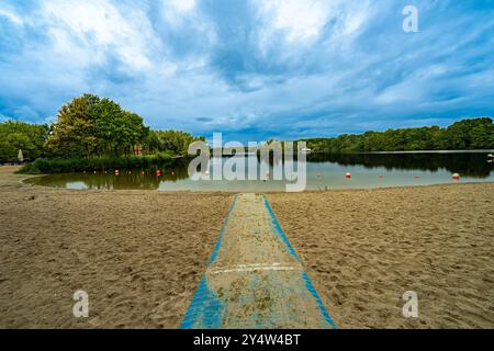 Vue aérienne de la plage d'Albers-See près de Lippstadt. Lippstadt, NRW, Rhénanie du Nord-Westphalie, Allemagne Banque D'Images