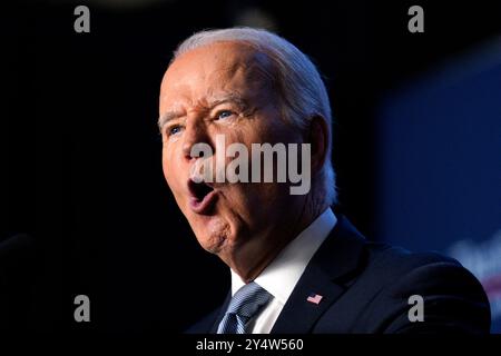 Washington, États-Unis. 19 septembre 2024. Le président AMÉRICAIN Joe Biden prononce une allocution à l'Economic Club of Washington le 19 septembre 2024. Photo de Yuri Gripas/ABACAPRESS. COM Credit : Abaca Press/Alamy Live News Banque D'Images