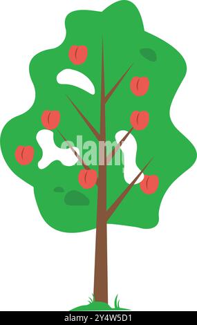 Arbre de dessin animé arbres fruitiers arbre décoration d'arbre en forme d'arbre Illustration de Vecteur