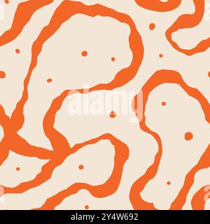 Motif abstrait sans couture avec des squiggles et des griffonnages. Lignes courbes tissées. L'encre chaotique gribouillonne la texture décorative. Griffonnages désordonnés, ondulés et bouclés l Illustration de Vecteur