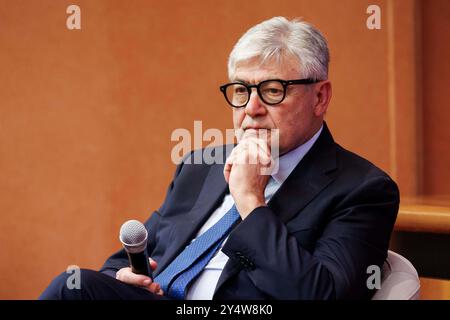 Viterbo, Italie. 19 septembre 2024. Umberto Fusco durante l'evento Organizzato dall'associazione &#x201c;Noi con Vannacci&#x201d ; a Viterbo, Gioved&#xec;, 19 Settembre 2024 (Foto Roberto Monaldo/LaPresse) Umberto Fusco lors de l'événement organisé par l'association "Noi Lacon Vannacci" à Viterbo, le jeudi 19 septembre 2024 (photo par Roberto Monaldo/Live presse) Banque D'Images