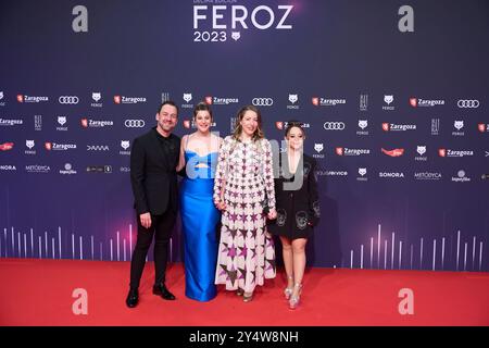 Angela Cervantes, Pilar Palomero, Carla Quilez assistent aux Feroz Awards 2023 - tapis rouge à l'Auditorium le 28 janvier 2023 à Saragosse, Espagne. Banque D'Images