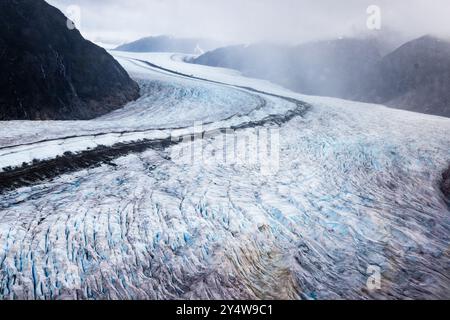 Vue aérienne du glacier Herbert à Juneau, Alaska Banque D'Images