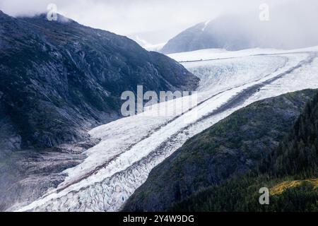 Vue aérienne du glacier Herbert à Juneau, Alaska Banque D'Images