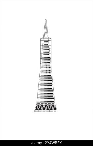 Illustration au trait de la Transamerica Pyramid à San Francisco, Californie, États-Unis. Illustration de Vecteur