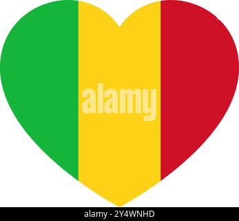 Drapeau du Mali en forme de coeur symbole de l'amour Illustration de Vecteur