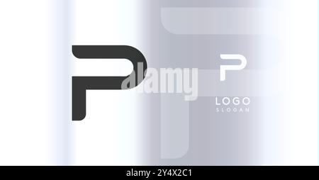 Logo futuriste audacieux monogramme, lettre P minimaliste élégante pour une entreprise technologique innovante, science bio Lab, label sportif, futuriste et cosmique inspiré Illustration de Vecteur