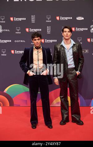 Javier Ambrosi, Javier Calvo assiste aux Feroz Awards 2022 - tapis rouge à l'Auditorium le 29 janvier 2022 à Saragosse, Espagne. Banque D'Images