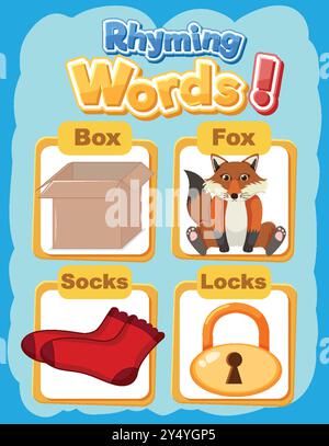 Illustration de mots rimant avec des images Illustration de Vecteur