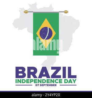 Jour de l'indépendance du Brésil ,7 septembre, jour de l'indépendance du Brésil tenu le 7 septembre, carte de voeux, modèle de conception de message de médias sociaux, indépendance du Brésil Illustration de Vecteur