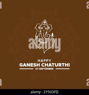 Joyeux Ganesh Chaturthi, 7 septembre, carte de voeux Ganesh Chaturthi, modèle de médias sociaux, illustration vectorielle, illustaction stock, Ganesh Chaturthi Illustration de Vecteur