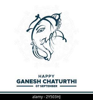 Joyeux Ganesh Chaturthi, 7 septembre, carte de voeux Ganesh Chaturthi, modèle de médias sociaux, illustration vectorielle, illustaction stock, Ganesh Chaturthi Illustration de Vecteur