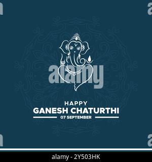 Joyeux Ganesh Chaturthi, 7 septembre, carte de voeux Ganesh Chaturthi, modèle de médias sociaux, illustration vectorielle, illustaction stock, Ganesh Chaturthi Illustration de Vecteur