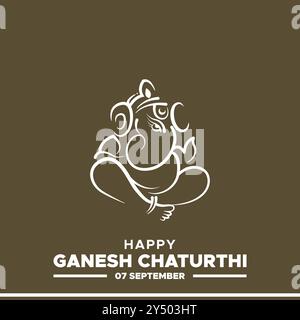 Joyeux Ganesh Chaturthi, 7 septembre, carte de voeux Ganesh Chaturthi, modèle de médias sociaux, illustration vectorielle, illustaction stock, Ganesh Chaturthi Illustration de Vecteur