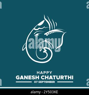 Joyeux Ganesh Chaturthi, 7 septembre, carte de voeux Ganesh Chaturthi, modèle de médias sociaux, illustration vectorielle, illustaction stock, Ganesh Chaturthi Illustration de Vecteur