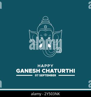 Joyeux Ganesh Chaturthi, 7 septembre, carte de voeux Ganesh Chaturthi, modèle de médias sociaux, illustration vectorielle, illustaction stock, Ganesh Chaturthi Illustration de Vecteur