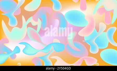 Formes géométriques abstraites dans des teintes pastel sur un fond dégradé ; idéales pour la conception Web, les présentations, les supports de marque et les médias sociaux. Illustration de Vecteur