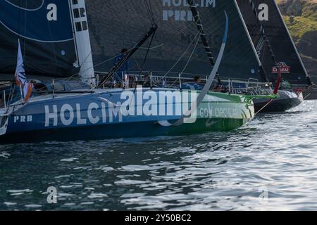 Nicolas Lunven Holcim lors du départ de la course de 48 heures le défi Azimut, au large de Lorient, Ouest de la France, le 15 septembre 2024 Banque D'Images