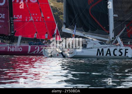 Isabelle Joschke MACSF lors du départ de la course de 48 heures le défi Azimut, au large de Lorient, Ouest de la France, le 15 septembre 2024 Banque D'Images