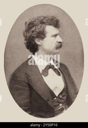 Mark Twain alias Samuel Langhorne Clemens (1912) photo pixellisée par Warrens Banque D'Images