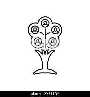 Icône de ligne de concept d'arbre généalogique. Illustration d'élément simple. Conception de symbole de contour de concept d'arbre généalogique. Illustration de Vecteur