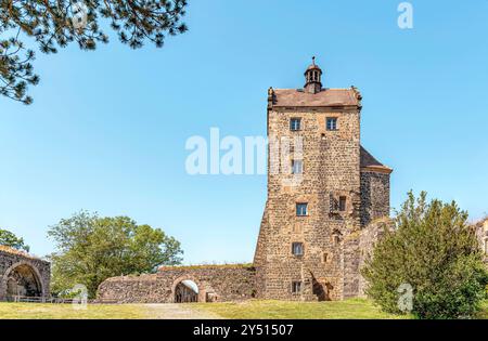 Cour intérieure et Seigerturm du château de Stolpen, Saxe, Allemagne Banque D'Images