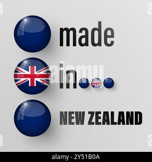 Fabriqué en NewZealand Graphic et label. Élément d'impact pour l'utilisation que vous voulez en faire. Illustration de Vecteur