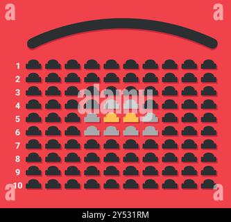 Système de réservation de salles de cinéma. Réservation de places de cinéma en ligne. Illustration vectorielle Illustration de Vecteur