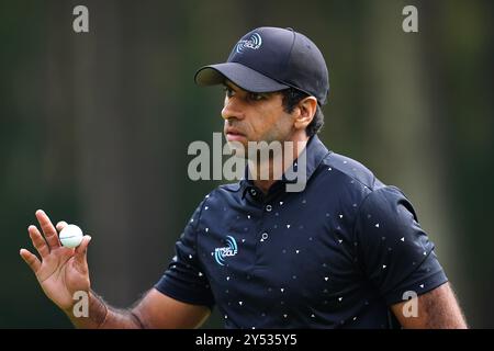 Aaron Rai, l'anglais, joue le 8e jour du championnat BMW PGA 2024 au Wentworth Golf Club à Virginia Water, Surrey. Date de la photo : vendredi 20 septembre 2024. Banque D'Images