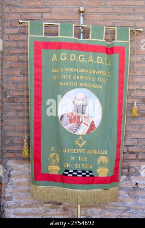 Cerimonia dell' ubbidienza massonica del Grande Oriente d'Italia Goi, la più antica e numerosa istituzione massonica regolare italiana, in occasione dell'anniversario dell' Breccia di Porta Pia del 20 settembre 1870 che pose termine allo Stato Pontificio. Roma, Venerdì 20 Settembre 2024 (foto Mauro Scrobogna /LaPresse) cérémonie de l'obéissance maçonnique du Grand Orient d'Italie GOI, la plus ancienne et la plus grande institution maçonnique régulière italienne, à l'occasion de l'anniversaire de la brèche de Porta Pia le 20 septembre 1870 qui a mis fin à l'État pontifical. Rome, vendredi 20 septembre 202 Banque D'Images