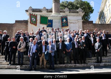 Cerimonia dell' ubbidienza massonica del Grande Oriente d'Italia Goi, la più antica e numerosa istituzione massonica regolare italiana, in occasione dell'anniversario dell' Breccia di Porta Pia del 20 settembre 1870 che pose termine allo Stato Pontificio. Roma, Venerdì 20 Settembre 2024 (foto Mauro Scrobogna /LaPresse) cérémonie de l'obéissance maçonnique du Grand Orient d'Italie GOI, la plus ancienne et la plus grande institution maçonnique régulière italienne, à l'occasion de l'anniversaire de la brèche de Porta Pia le 20 septembre 1870 qui a mis fin à l'État pontifical. Rome, vendredi 20 septembre 202 Banque D'Images