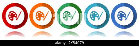 Pinceau, art, icônes vectorielles de pinceau, ensemble d'icônes plates pour la conception de logo, webdesign et applications mobiles, collection colorée de boutons web dans eps 10 Illustration de Vecteur