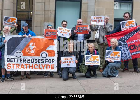 Glasgow, Écosse, Royaume-Uni. 20 septembre 2024. Le Strathclyde Partnership for transport Board devrait annoncer comment il réagira aux résultats de récentes consultations publiques montrant un soutien écrasant à la propriété publique (86 %) et au contrôle public (76 %) de nos autobus. Crédit R. Nouvelles en direct de Gass /Alamy Banque D'Images