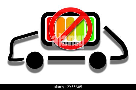 Illustration des panneaux pour les véhicules électriques interdits (VE) utilisés sur les parcs de stationnement Banque D'Images