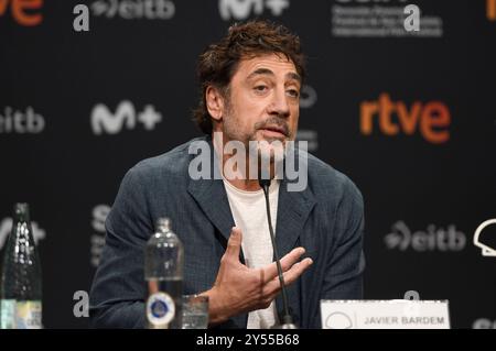 Javier Bardem BEI der Pressekonferenz zur Verleihung des Donostia Award auf dem 72. Internationalen Filmfestival San Sebastian / Festival Internacional de Cine de San Sebastian im Kursaal. San Sebastian, 20.09.2024 *** Javier Bardem à la conférence de presse pour la remise du Prix Donostia au 72e Festival International du film de San Sebastian Internacional de Cine de San Sebastian au Kursaal San Sebastian, 20 09 2024 Foto:XC.xNieImagx/xFuturexex bardem 4918 Banque D'Images