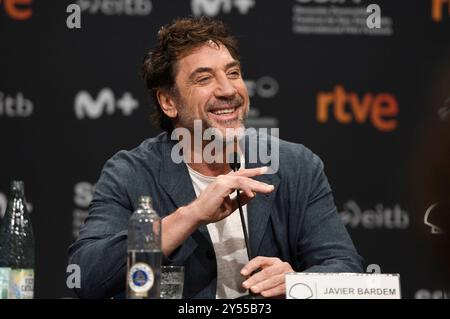 Javier Bardem BEI der Pressekonferenz zur Verleihung des Donostia Award auf dem 72. Internationalen Filmfestival San Sebastian / Festival Internacional de Cine de San Sebastian im Kursaal. San Sebastian, 20.09.2024 *** Javier Bardem à la conférence de presse pour la remise du Prix Donostia au 72e Festival International du film de San Sebastian Internacional de Cine de San Sebastian au Kursaal San Sebastian, 20 09 2024 Foto:XC.xNieImagx/xFuturexex bardem 4917 Banque D'Images