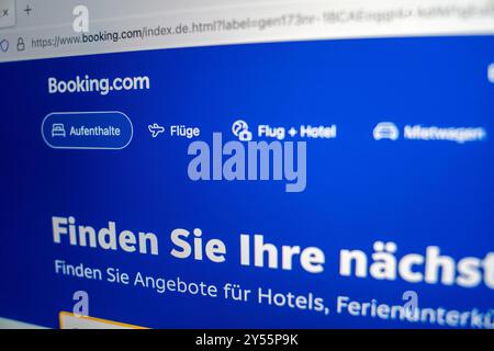 Bavière, Allemagne - 20 septembre 2024 : site web de Booking.com. Image symbolique arrêt de la CJCE *** site web von Booking.com. Symbolbild EuGH-Urteil Banque D'Images