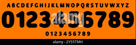 Police arrondie audacieuse, chiffres et lettres lisses lourds et souples pour la marque sportive, les numéros de maillot, la marchandise de l'équipe. Composition vectorielle Illustration de Vecteur