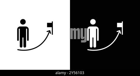 Collection de marque de logo linéaire de l'icône Mission Path en noir et blanc Illustration de Vecteur