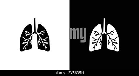 Human poumons icône linéaire logo Mark Set collection en noir et blanc Illustration de Vecteur