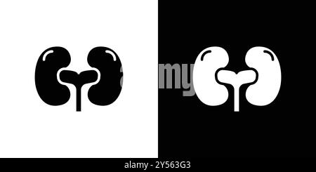 Collection de marque de logo linéaire d'icône de reins humains en noir et blanc Illustration de Vecteur