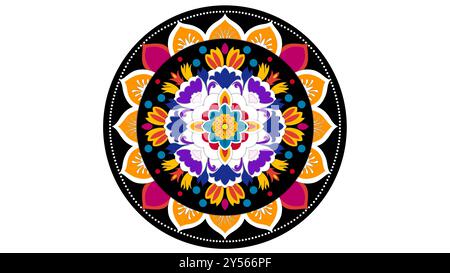 Ornement mandala, mandala yoga vintage filature, motif mandala d'animation sans couture géométrique, motif floral décoratif, Mandala en motif indien Banque D'Images