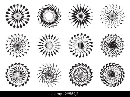 Une série de cinq tourbillons noirs et blancs. Illustration vectorielle Illustration de Vecteur