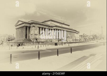 Cette image de scène de rue est de St George's Hall, l'un des bâtiments les plus prestigieux de Liverpools. Construit dans les années 1850 et ouvert en 1854. Banque D'Images