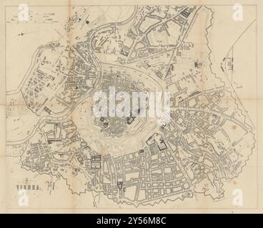 Plan de ville de Vienne / Wien. Autriche. BRADSHAW c1853 carte ancienne antique Banque D'Images