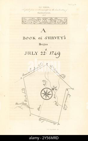 1749 relevé des terres par George Washington dans le comté de Culpeper, Virginie carte 1843 Banque D'Images