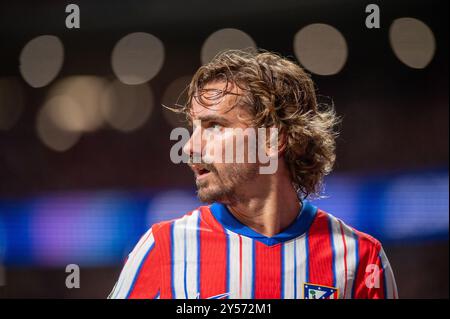 Antoine Griezmann lors du match entre l'Atlético de Madrid et le RB Leipzig pour la Ligue des Champions, Civitas Metropolitano, Madrid, Espagne Banque D'Images