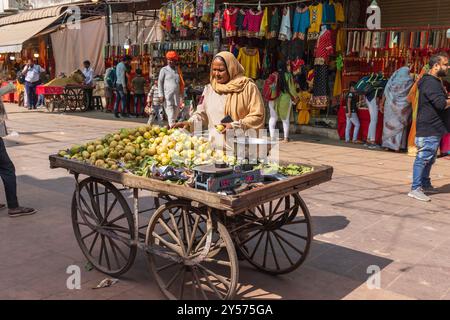 Pushkar, Rajasthan, Inde. 6 novembre 2022. Mangues fraîches à vendre sur un marché à Pushkar. Banque D'Images