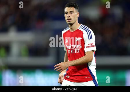 Bergame, Italie. 19 septembre 2024. Gabriel Martinelli, de l'Arsenal FC, regarde le match de football de l'UEFA Champions League entre l'Atalanta BC et l'Arsenal FC. Crédit : Marco Canoniero/Alamy Live News Banque D'Images