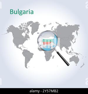 Bulgarie carte et drapeau agrandie, Bulgarie cartes agrandies, Art vectoriel Illustration de Vecteur